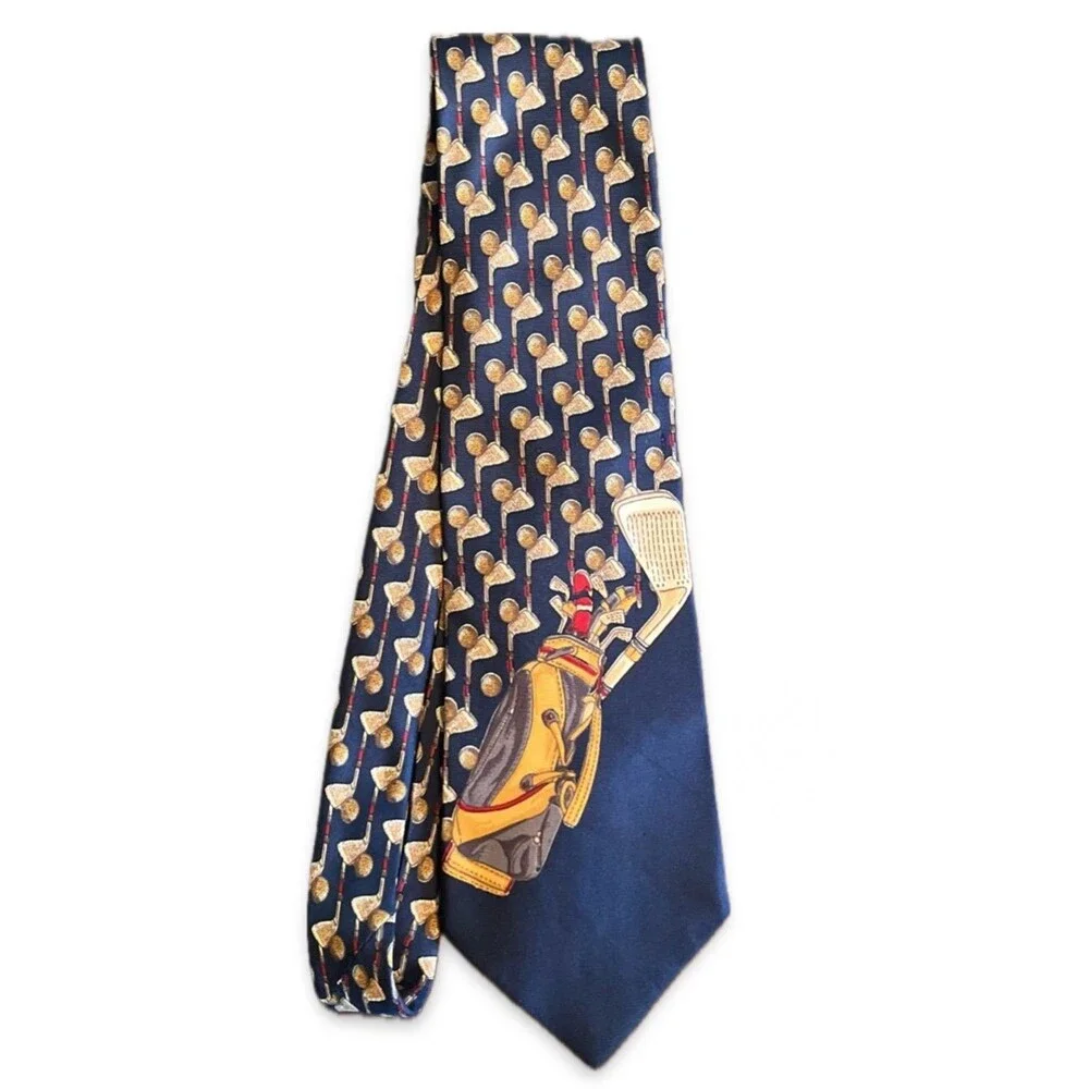 Stefano Rossini Silk Golf Tie Handmade Golf Clubs Pattern Necktie 58